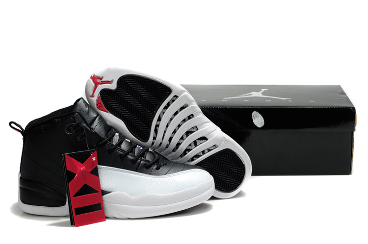 New Air Jordan Retro 12 Black White Shoes - Click Image to Close