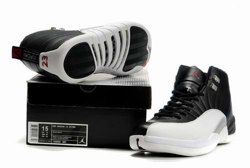 New Air Jordan Retro 12 Black White Shoes - Click Image to Close