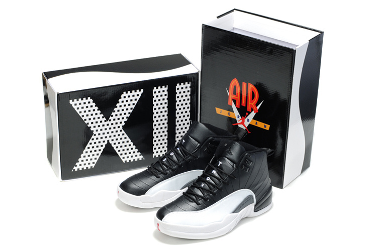 New Air Jordan Retro 12 Black White Shoes - Click Image to Close