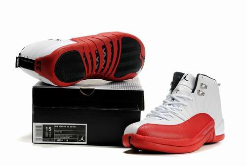 New Air Jordan Retro 12 White Red Shoes - Click Image to Close