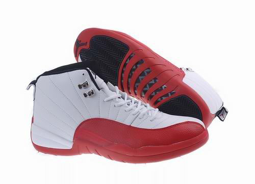 New Air Jordan Retro 12 White Red Shoes - Click Image to Close