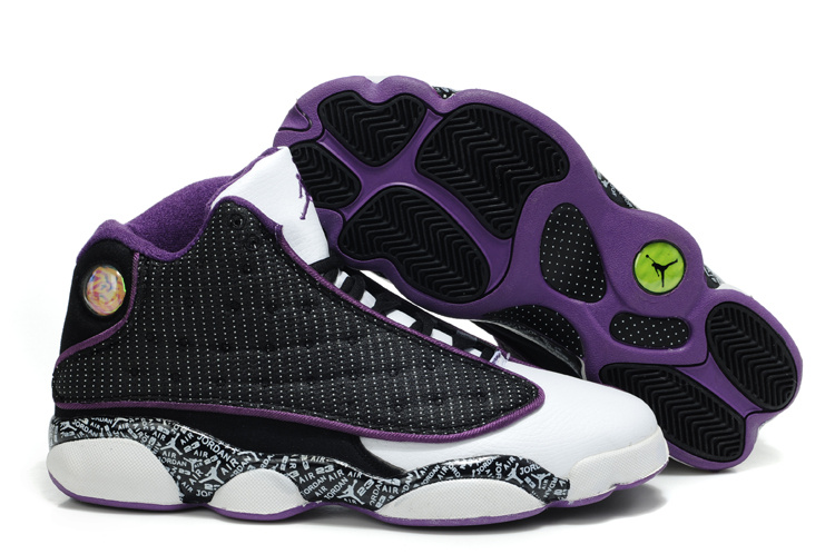 New Air Jordan Retro 13 Black White Purple Shoes