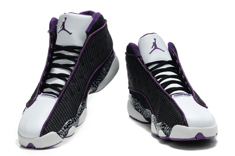 New Air Jordan Retro 13 Black White Purple Shoes