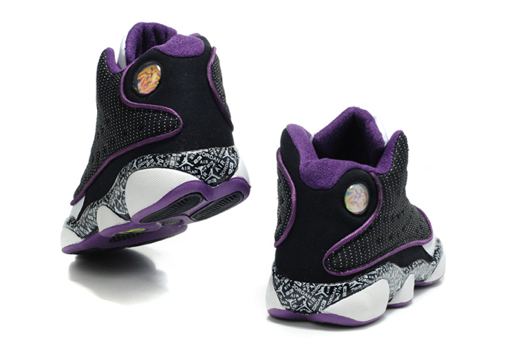 New Air Jordan Retro 13 Black White Purple Shoes - Click Image to Close