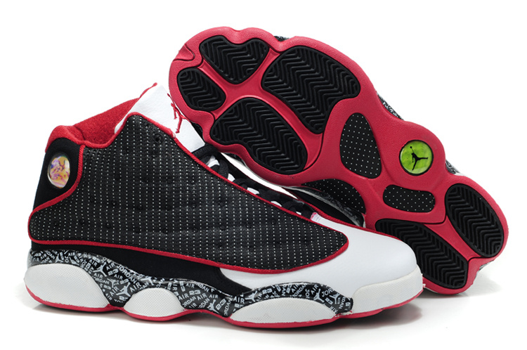 New Air Jordan Retro 13 Black White Red Shoes - Click Image to Close