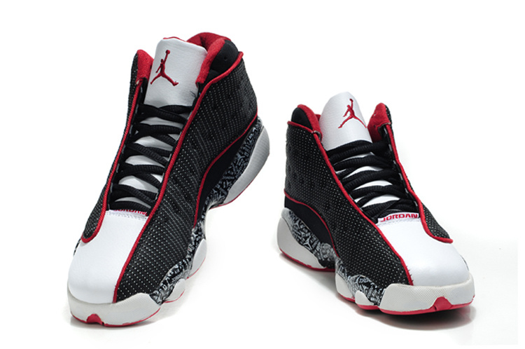 New Air Jordan Retro 13 Black White Red Shoes - Click Image to Close
