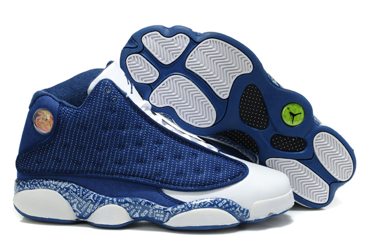 New Air Jordan Retro 13 Dark Blue White Shoes - Click Image to Close