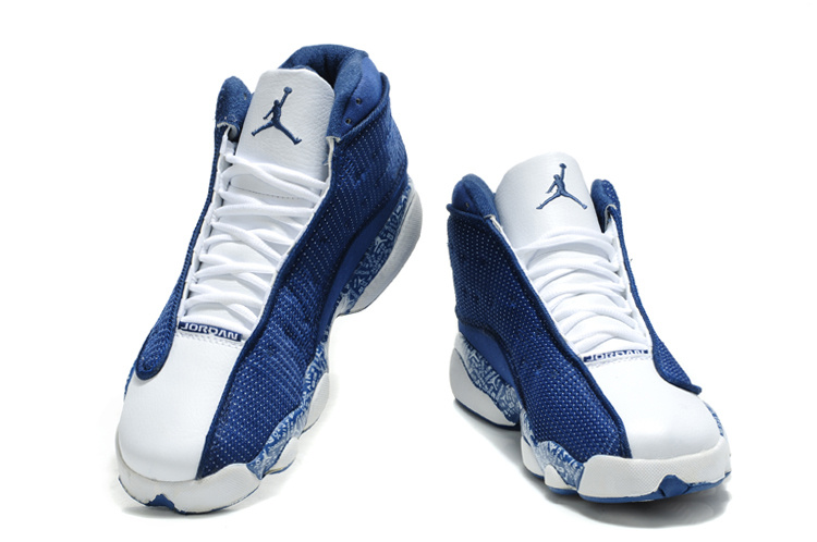 New Air Jordan Retro 13 Dark Blue White Shoes - Click Image to Close