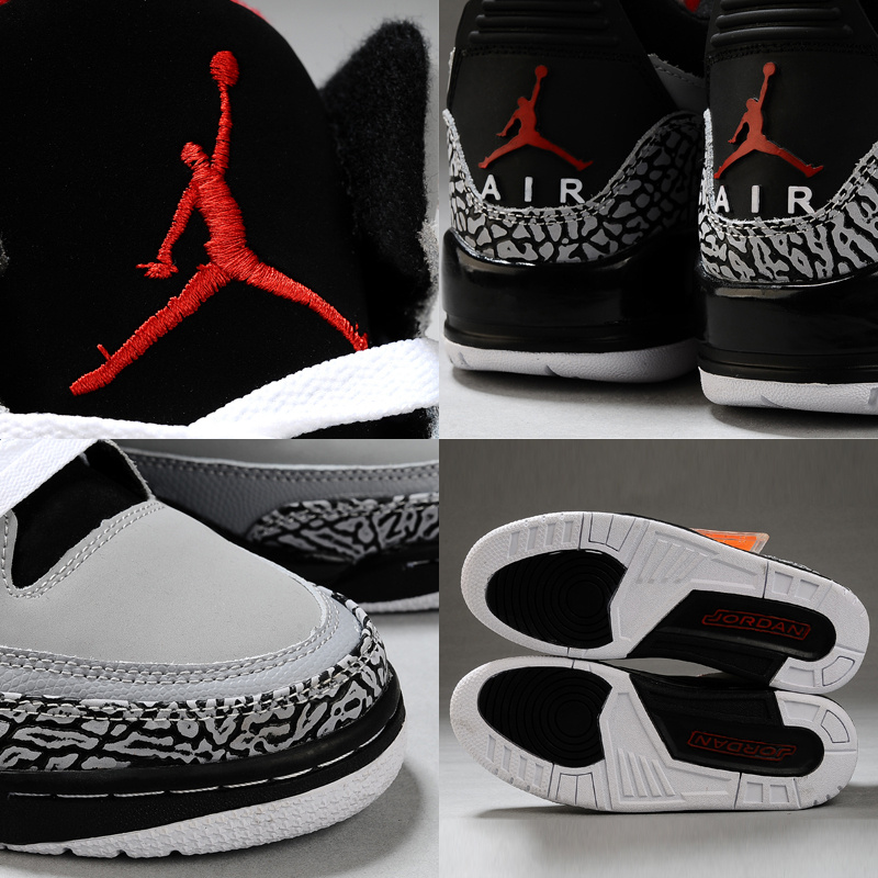 New Air Jordan Retro 3 Grey Black White Shoes - Click Image to Close