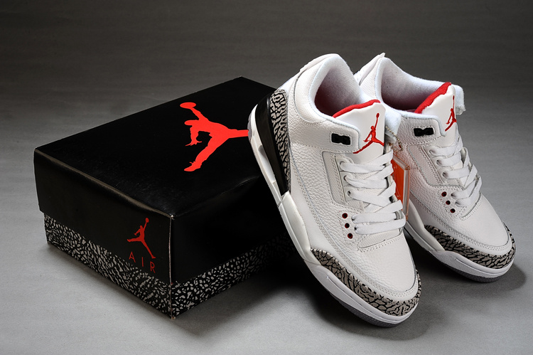 New Air Jordan Retro 3 White Grey Black Shoes - Click Image to Close