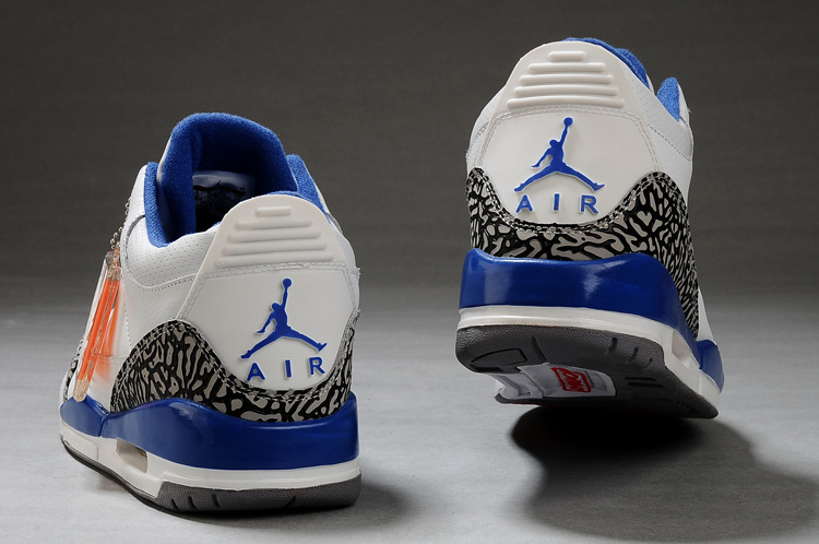 New Air Jordan Retro 3 White Grey Blue Shoes - Click Image to Close