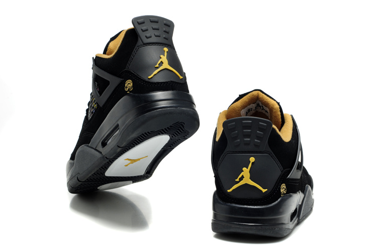 New Air Jordan Retro 4 Black White Logo Shoes