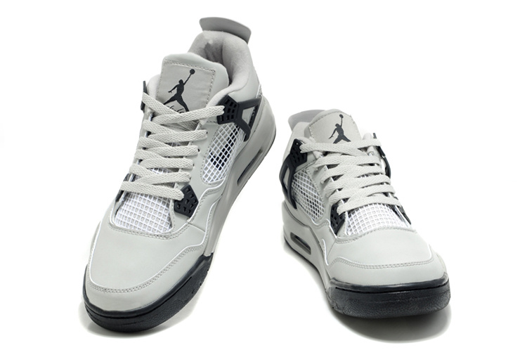 New Air Jordan Retro 4 White Black Logo Shoes