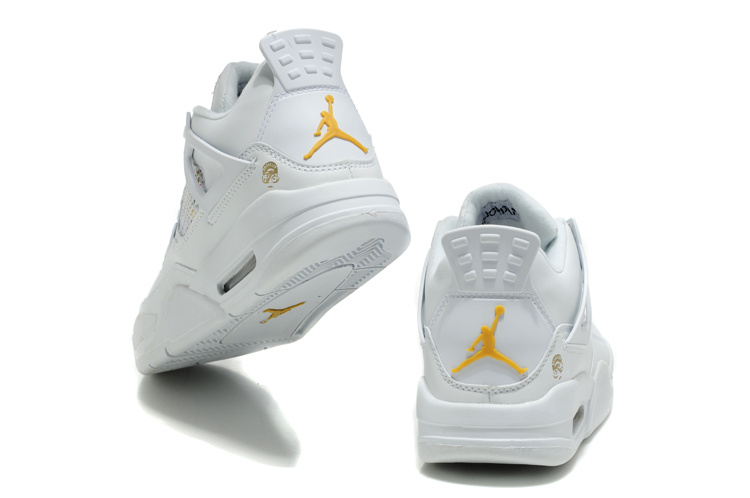 New Air Jordan Retro 4 White Yellow Logo Shoes - Click Image to Close