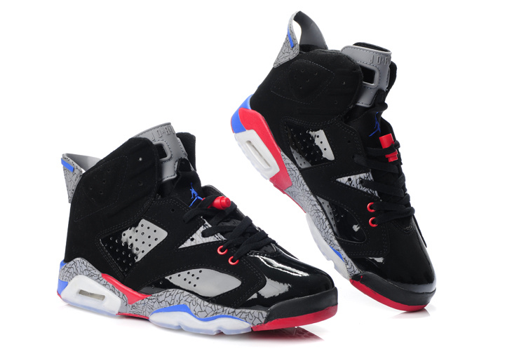 New Air Jordan Retro 6 Black Grey Red Blue Shoes