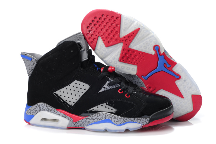 New Air Jordan Retro 6 Black Grey Red Blue Shoes