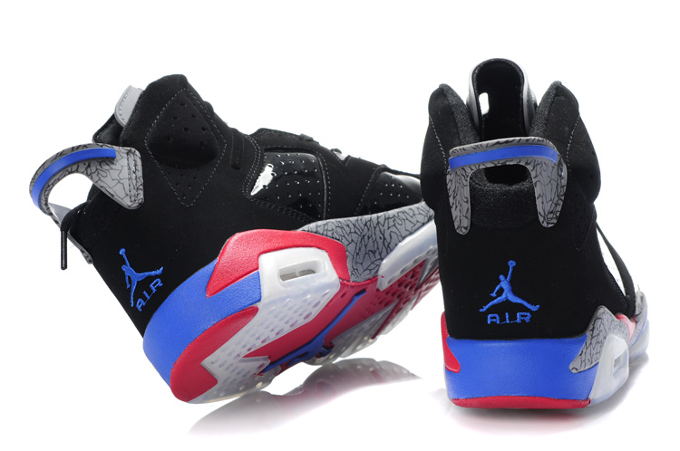 New Air Jordan Retro 6 Black Grey Red Blue Shoes