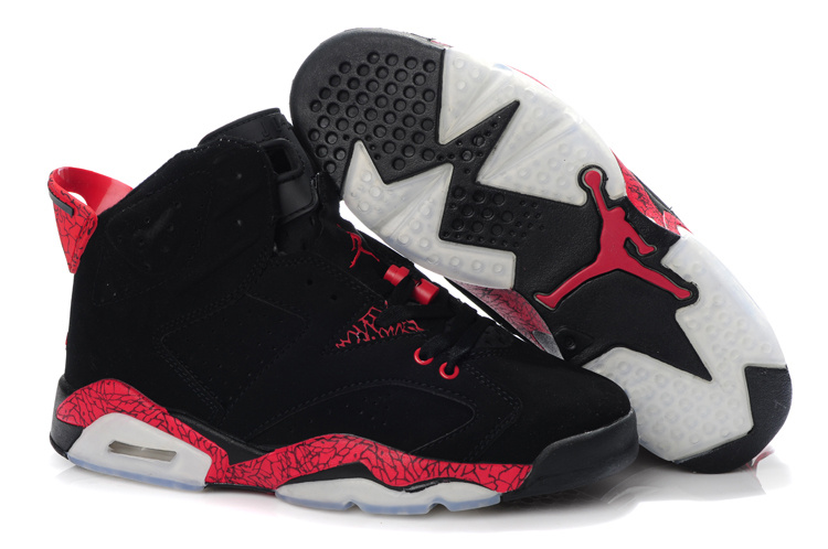 New Air Jordan Retro 6 Black Grey Red Shoes - Click Image to Close