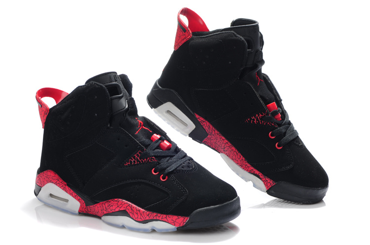 New Air Jordan Retro 6 Black Grey Red Shoes - Click Image to Close
