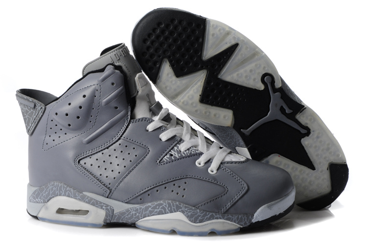 New Air Jordan Retro 6 Grey White Shoes - Click Image to Close