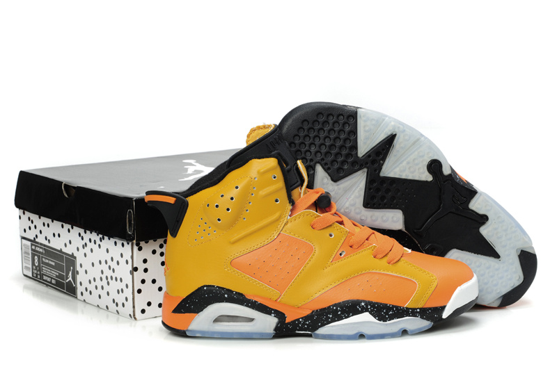 New Air Jordan Retro 6 Orange Black Grey Shoes