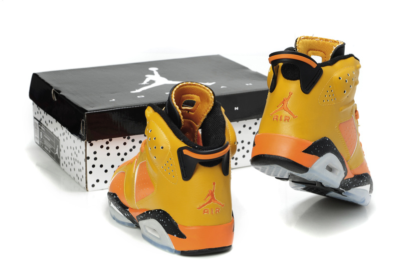 New Air Jordan Retro 6 Orange Black Grey Shoes
