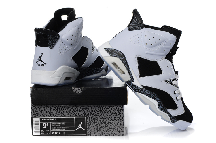 New Air Jordan Retro 6 White Black Cement Shoes
