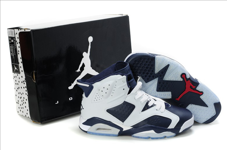 New Air Jordan Retro 6 White Blue Shoes - Click Image to Close