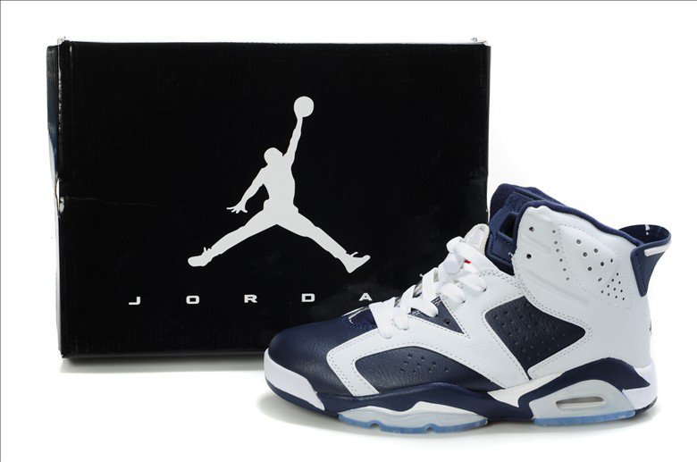 New Air Jordan Retro 6 White Blue Shoes - Click Image to Close