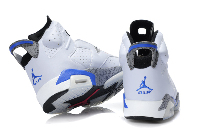 New Air Jordan Retro 6 White Cement Blue Red Shoes - Click Image to Close