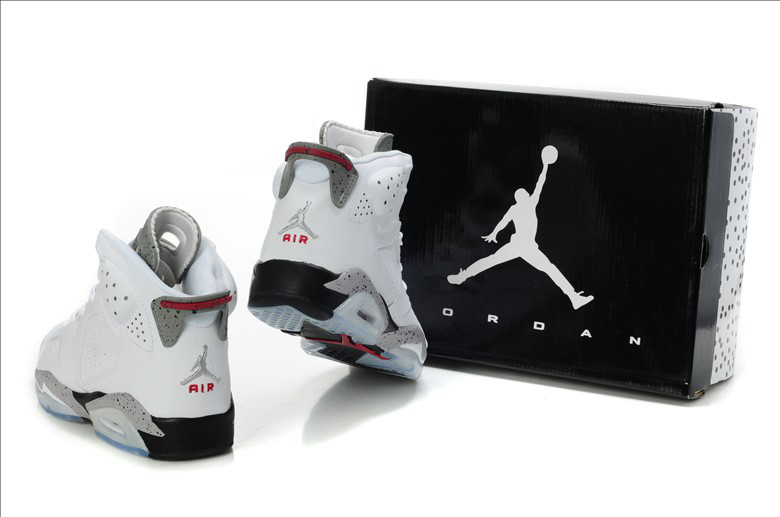 New Air Jordan Retro 6 White Grey Red Shoes - Click Image to Close