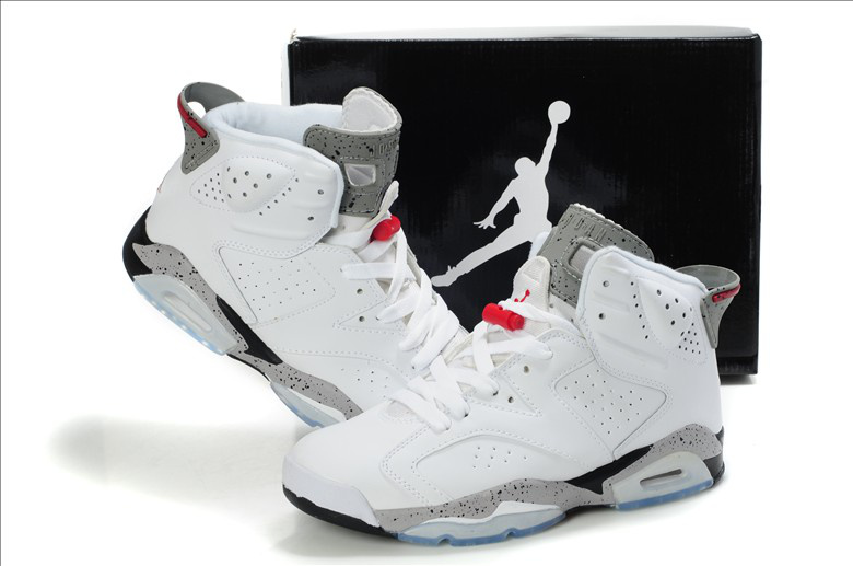 New Air Jordan Retro 6 White Grey Red Shoes - Click Image to Close