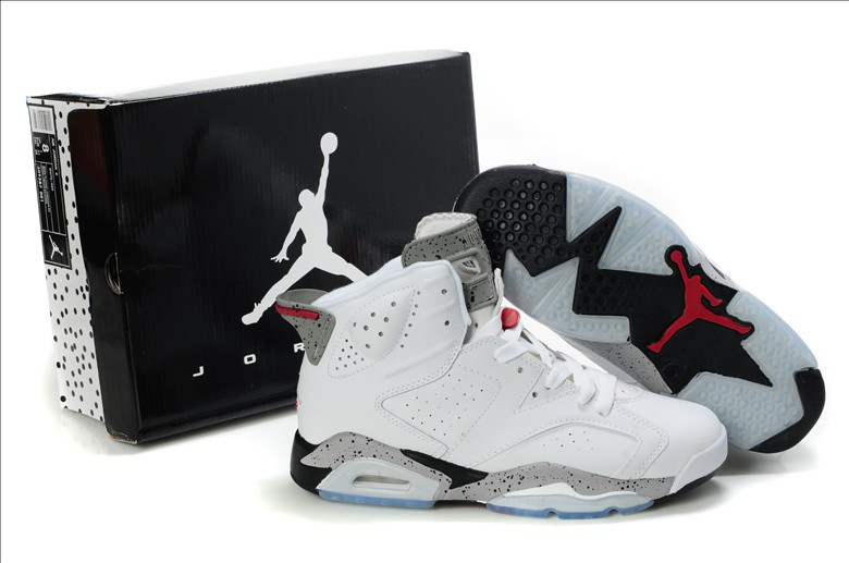 New Air Jordan Retro 6 White Grey Red Shoes