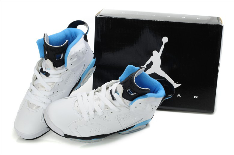 New Air Jordan Retro 6 White Light Blue Shoes - Click Image to Close