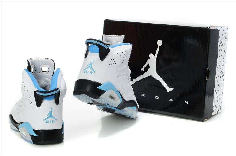 New Air Jordan Retro 6 White Light Blue Shoes - Click Image to Close