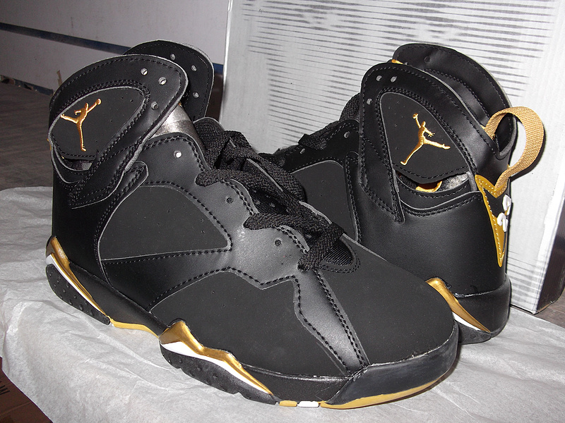 New Air Jordan Retro 7 Black Gold Shoes