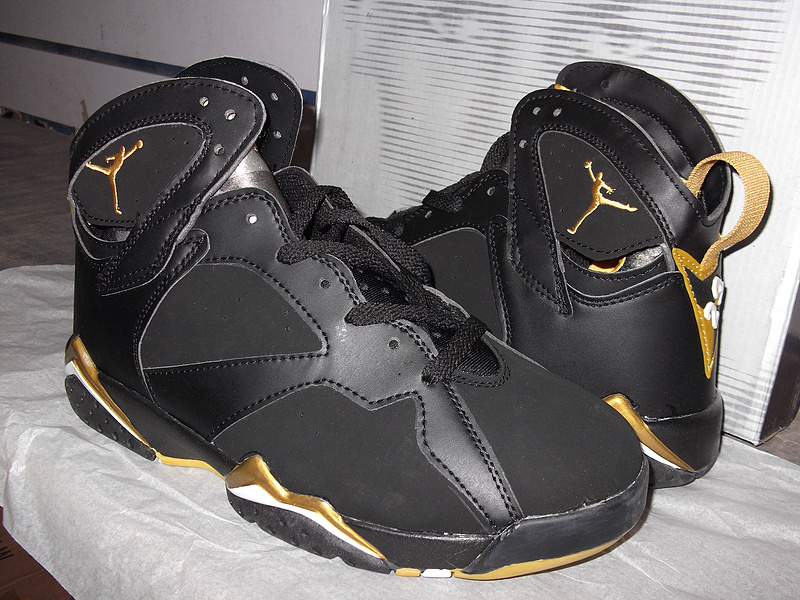 New Air Jordan Retro 7 Black Gold Shoes - Click Image to Close