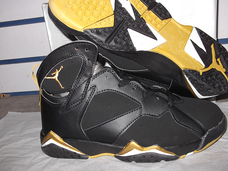 New Air Jordan Retro 7 Black Gold Shoes - Click Image to Close