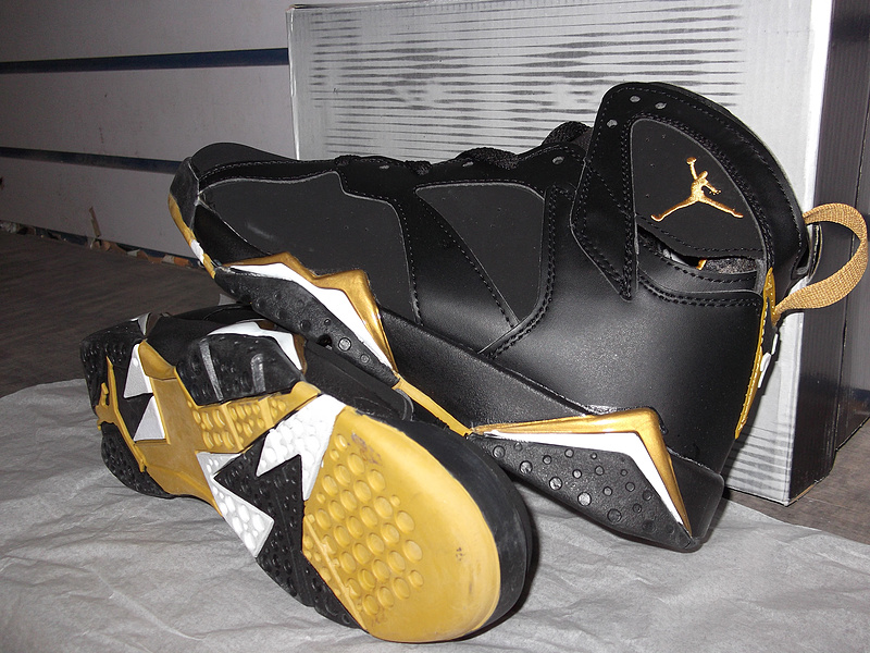 New Air Jordan Retro 7 Black Gold Shoes
