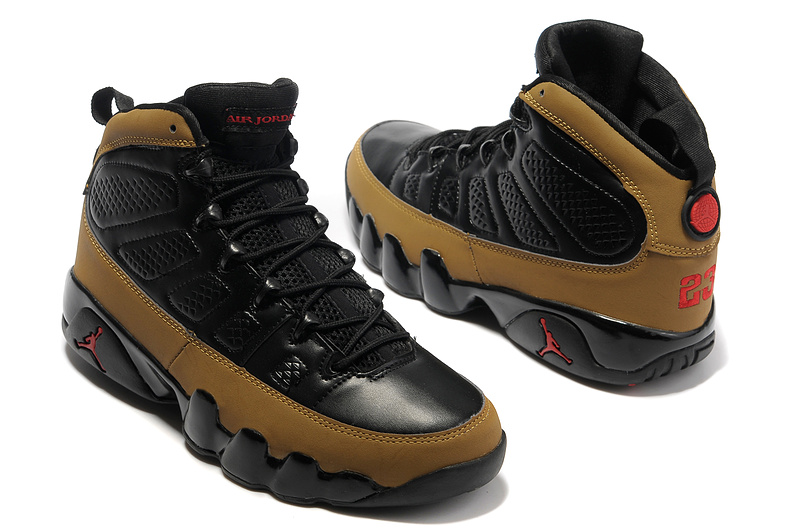 New Air Jordan Retro 9 Black Brown Shoes - Click Image to Close