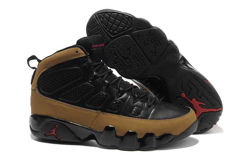 New Air Jordan Retro 9 Black Brown Shoes - Click Image to Close