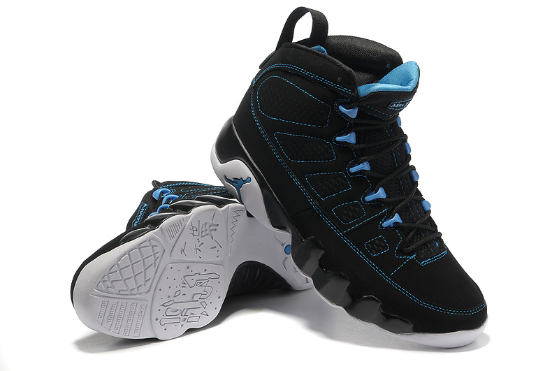 New Air Jordan Retro 9 Black White Blue Shoes - Click Image to Close