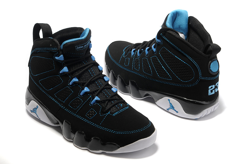 New Air Jordan Retro 9 Black White Blue Shoes - Click Image to Close