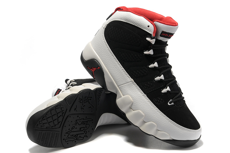 New Air Jordan Retro 9 Black White Red Shoes