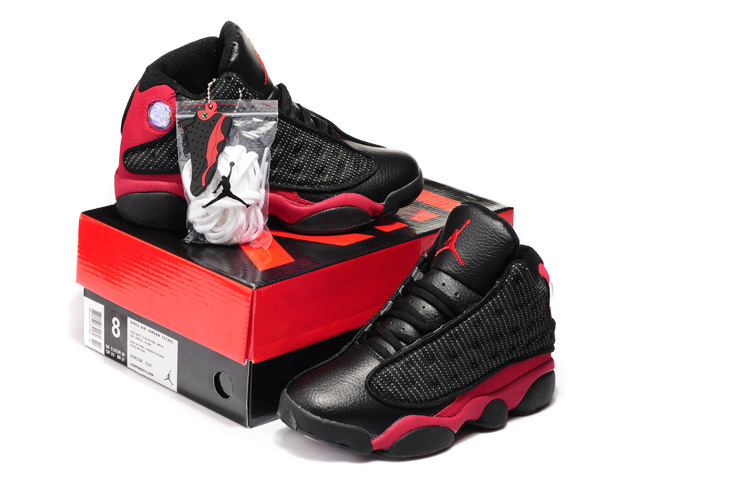 2015 New Women Jordans 13 Black Red Shoes