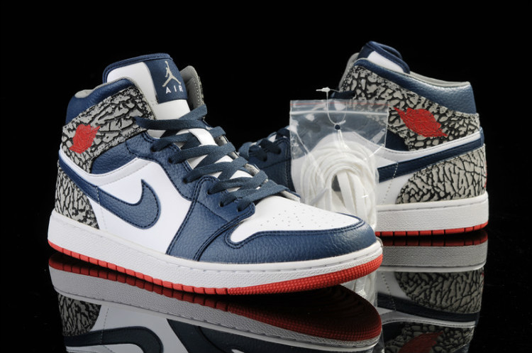 New Crack Jordan 1 Independence Day White Blue Red Shoes