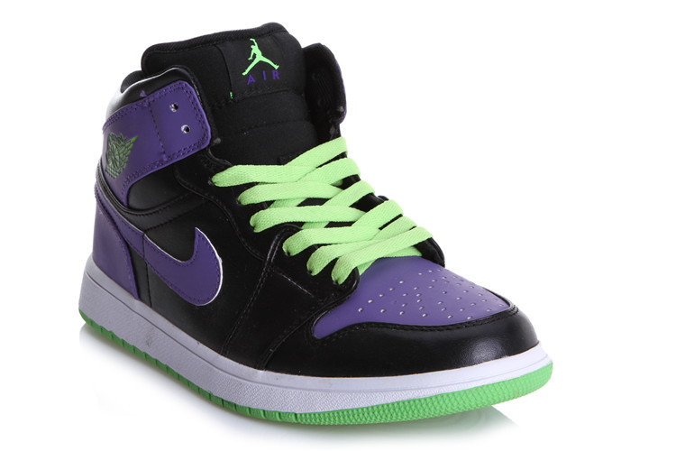 New Jordan 1 Black Purple Green Shoes