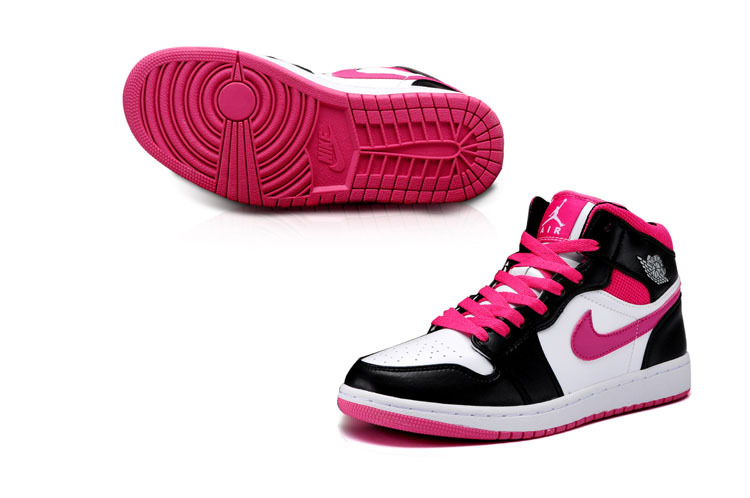 New Jordan 1 Mid Grey White Black Peach Pink Shoes
