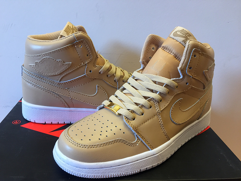 2015 Air Jordan 1 Retro Gold Yellow White Shoes - Click Image to Close