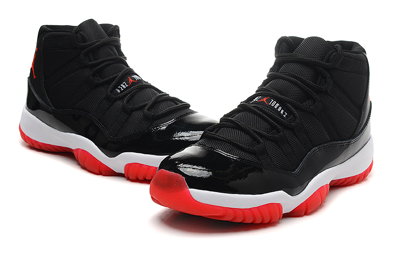 New Jordan 11 High Black White Red Shoes - Click Image to Close